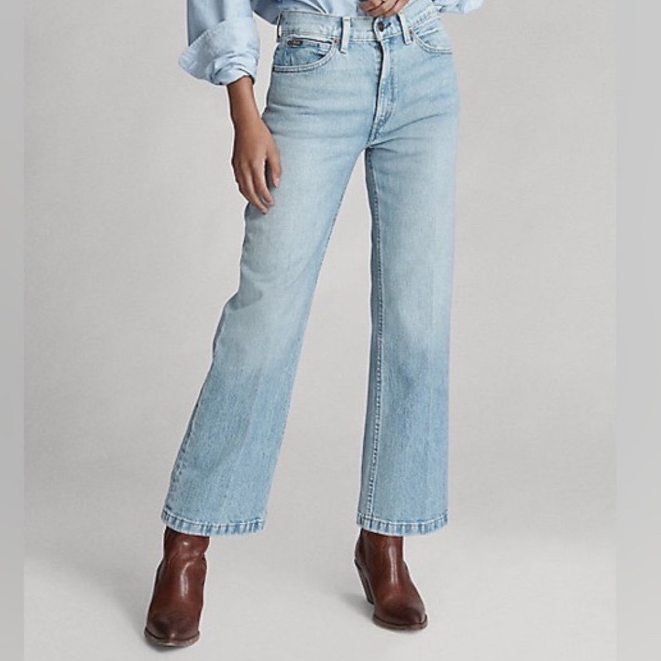Polo Ralph Lauren Women Light Wash Laight Cropped Flare Jeans Size 32 X 27